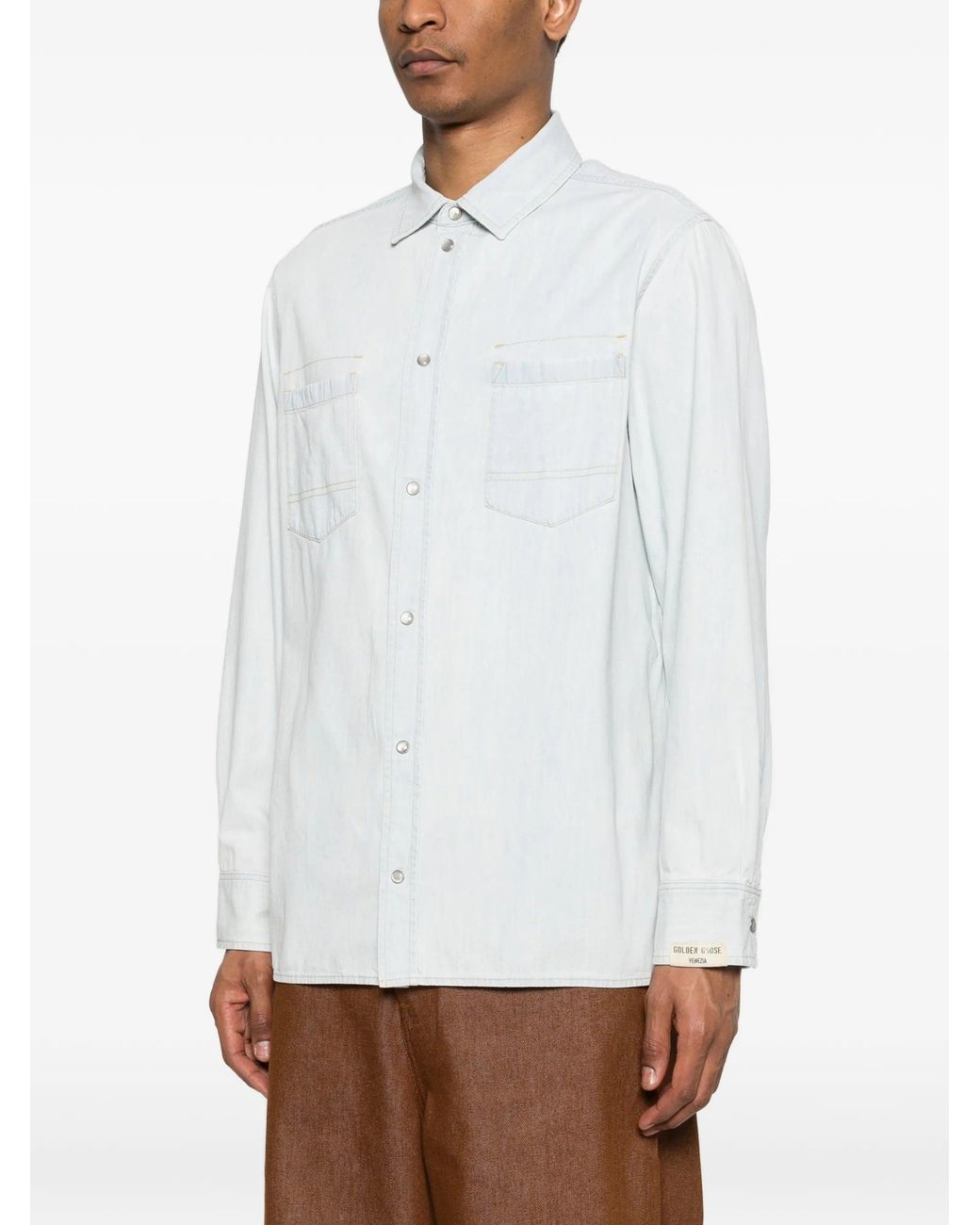 Golden Goose Deluxe Brand White Journey M's Over Shirt Pedro Pastel Full Sky Wash
