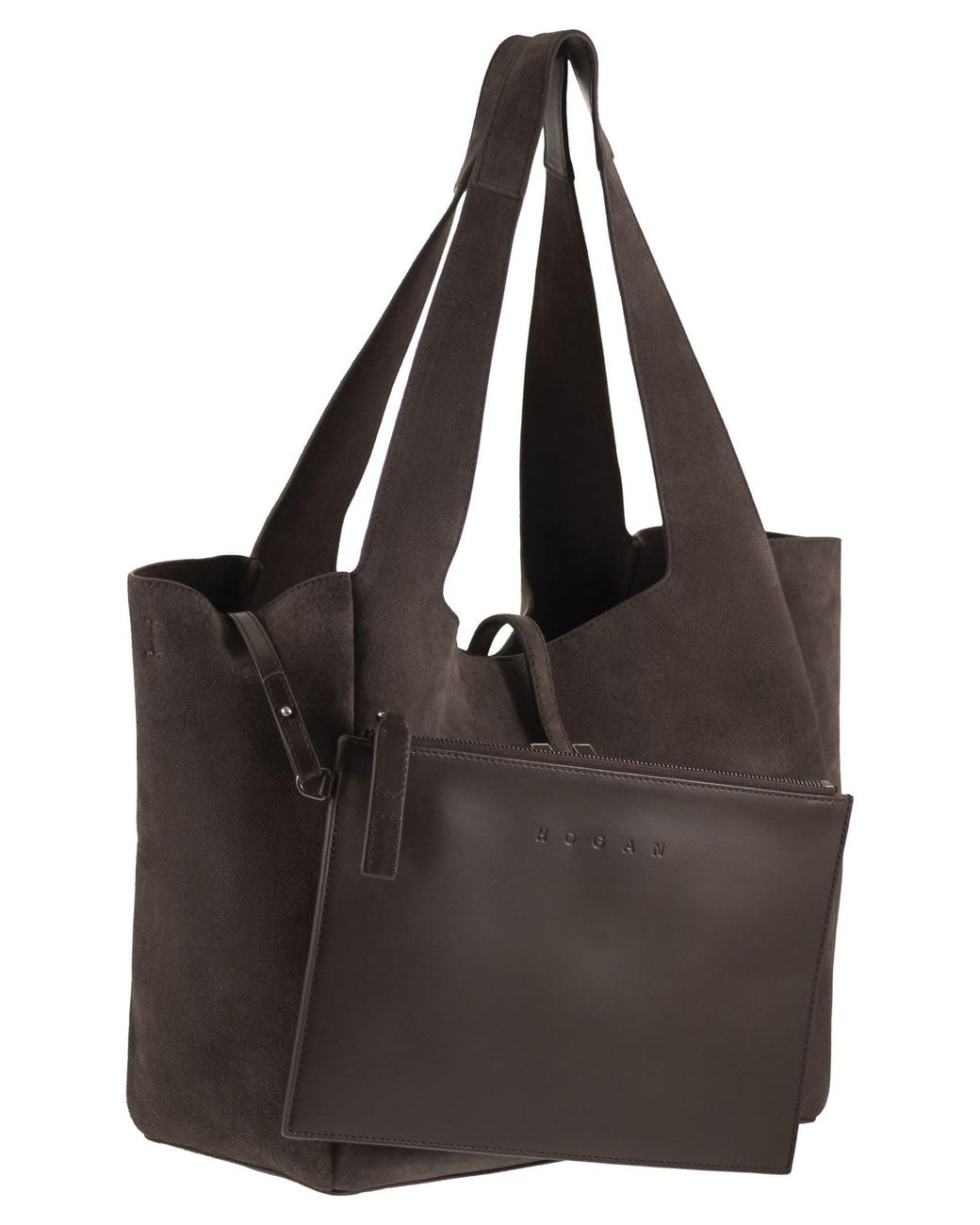 Hogan Brown Suede Shopping Bag