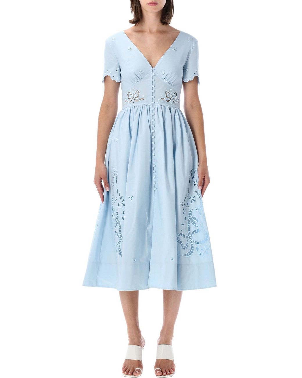 Self-Portrait Blue Elegant Lace Dress For