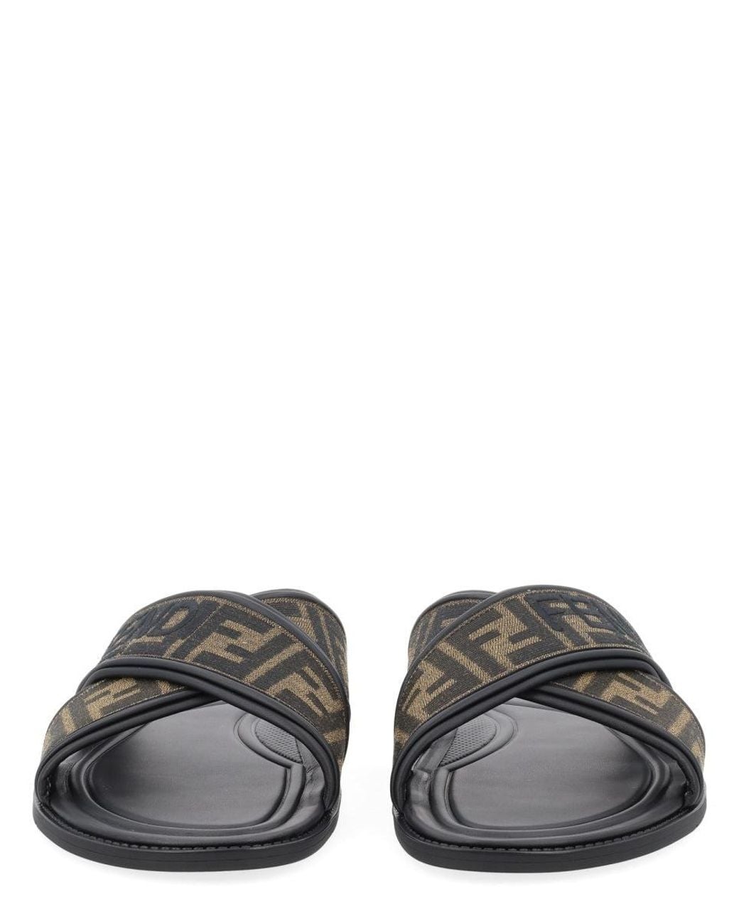Fendi Black Slide Con Logo for men
