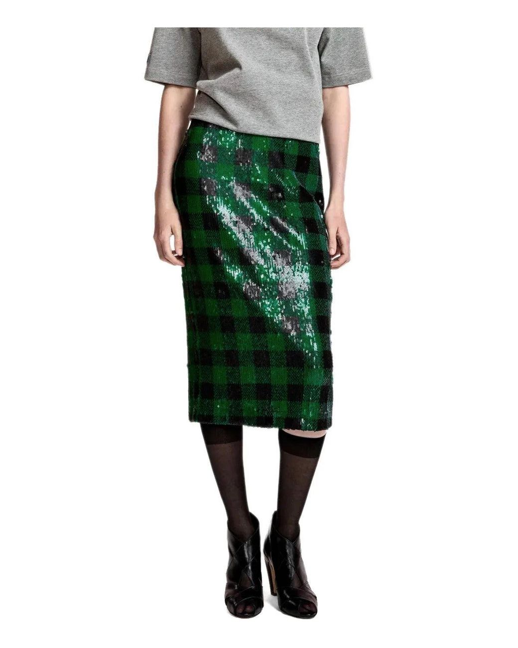 Essentiel Antwerp Green Knitwear Midi Skirt