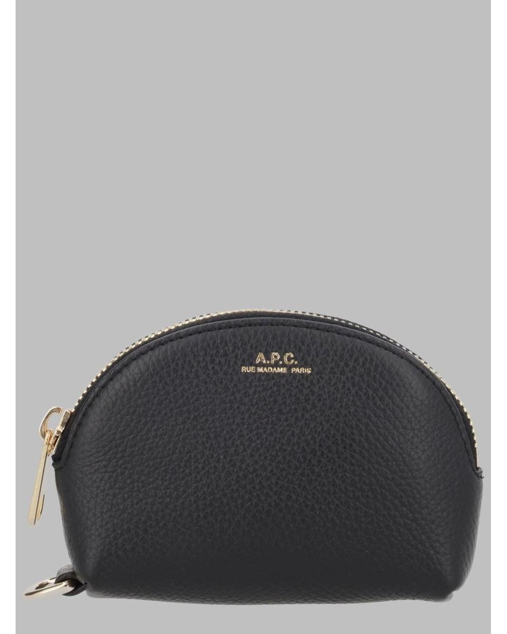 A.P.C. Gray A. P.C. Pebbled Leather Zip Pouch