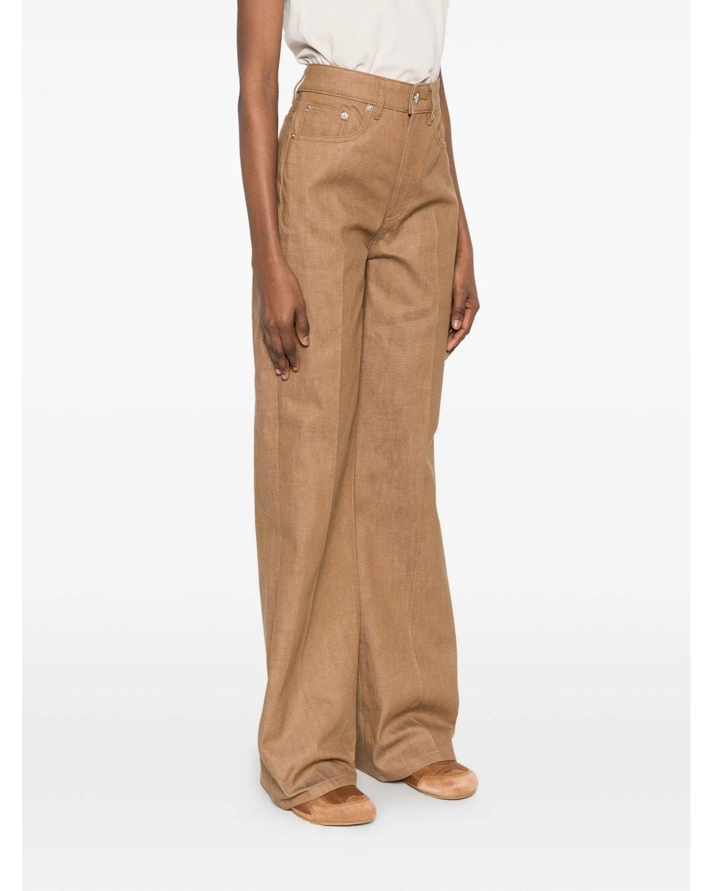 A.P.C. Domino Jeans Met Wijde Pijpen in het Natural