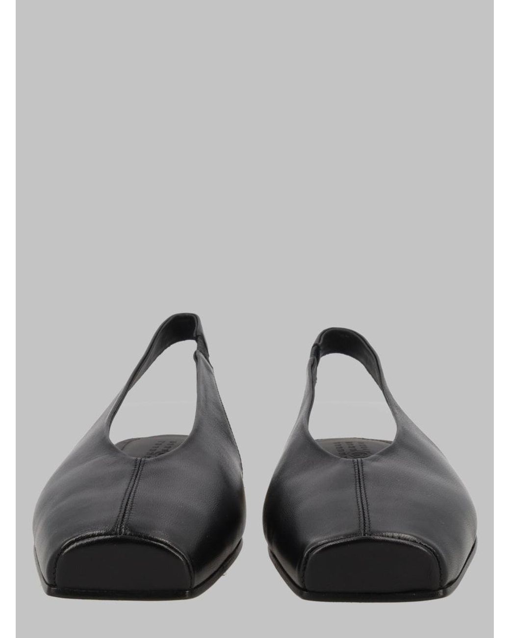 MM6 by Maison Margiela Gray Leather Slingback Flats