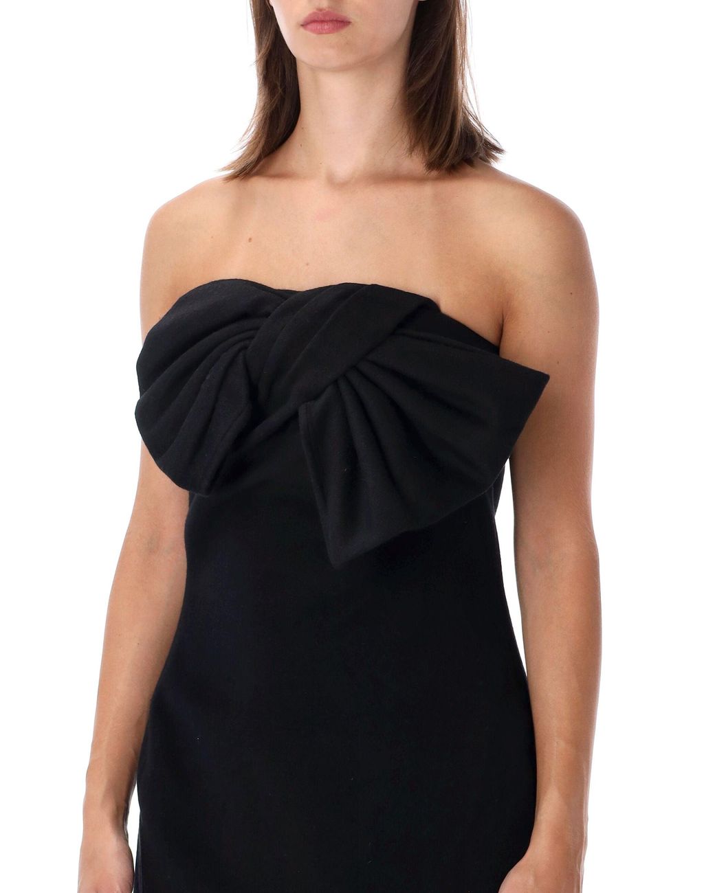 7 For All Mankind Black Bow Strapless Bow Detail Mini Dress