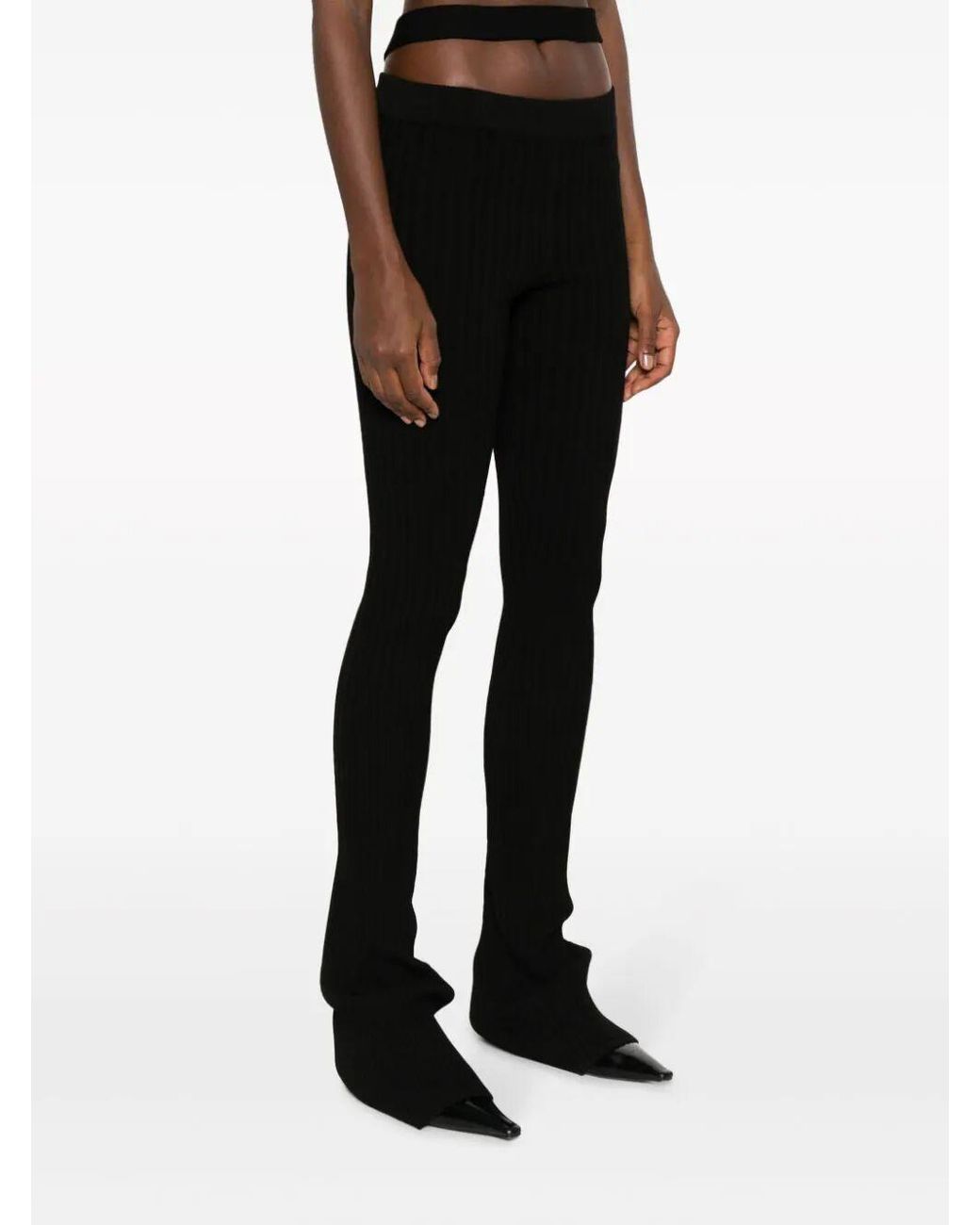ANDREADAMO Black Andreadamo Ribbed Knit Flare Pants