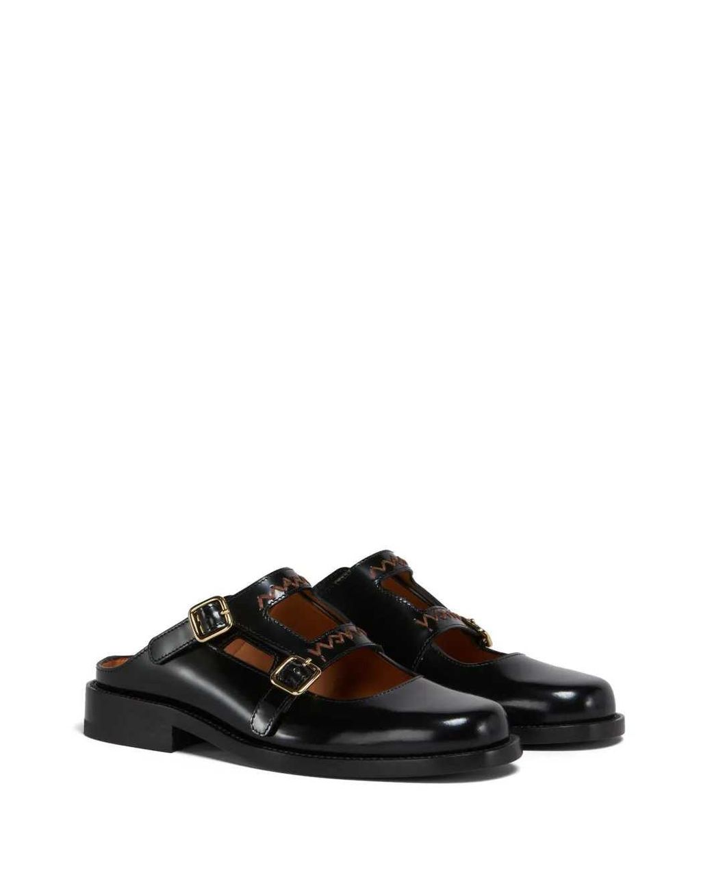 Marni Black Buckle Mules