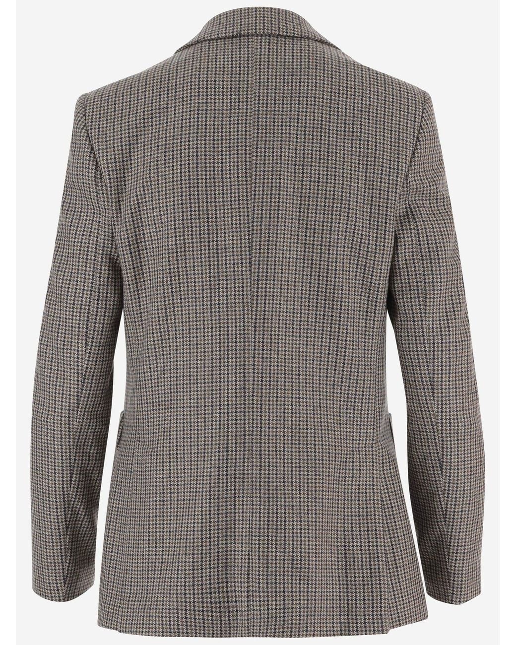 Lardini Gray Wool And Cotton Checked Jacket