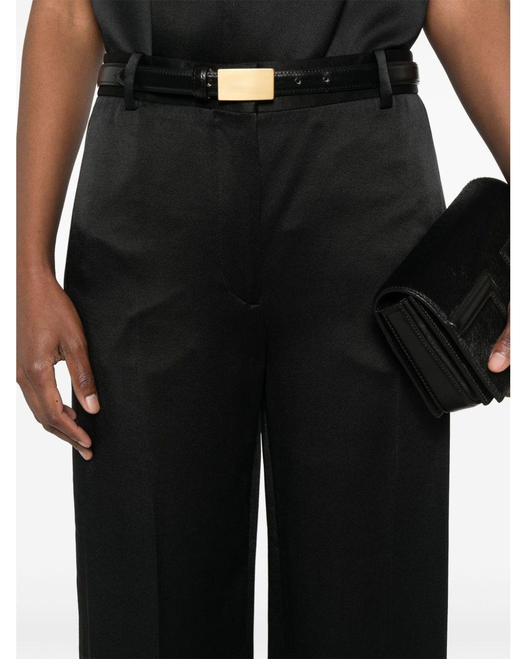 Totême Black Wide-Leg Trousers