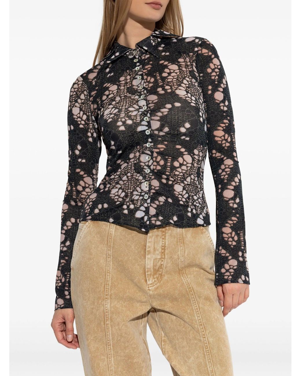 AVAVAV Black Spiky Printed Distressed Knit