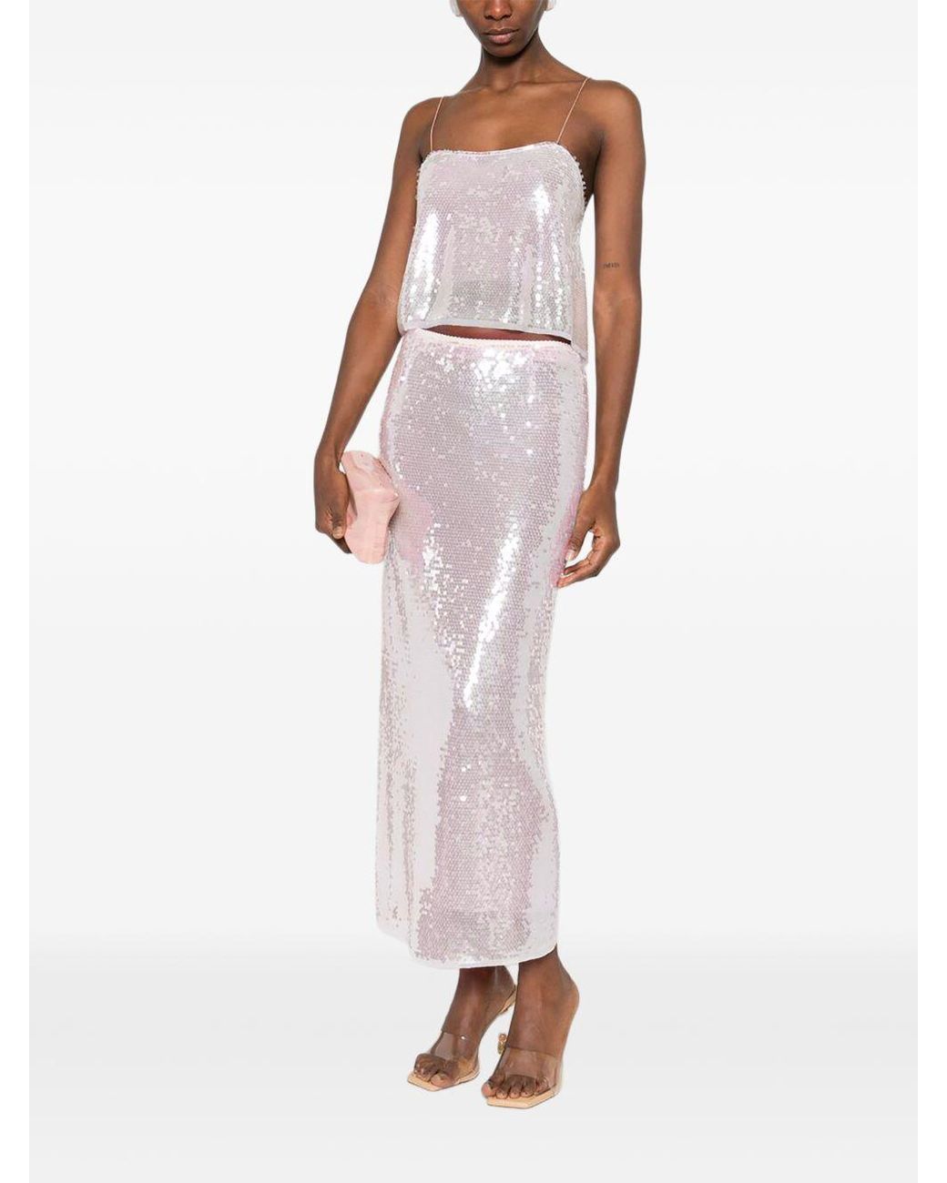 Forte_forte White Sequined Long Skirt