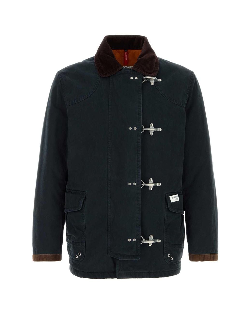 Fay Black Washed Archive Blazer With Four-Hook Front for men
