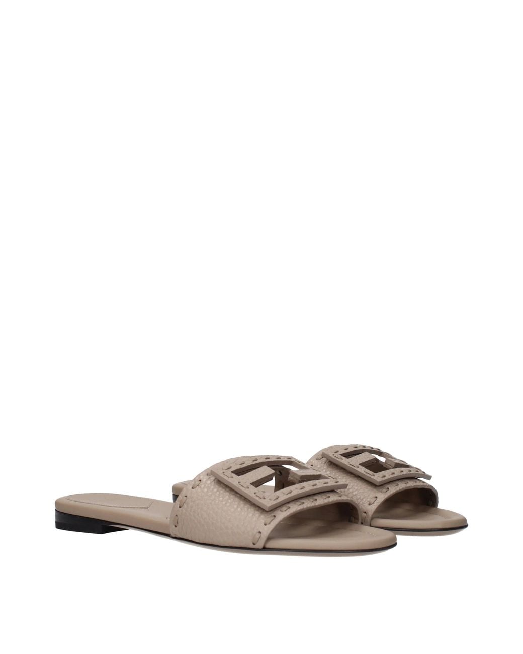 Fendi Natural Sandals And Clogs Leather/Taupe