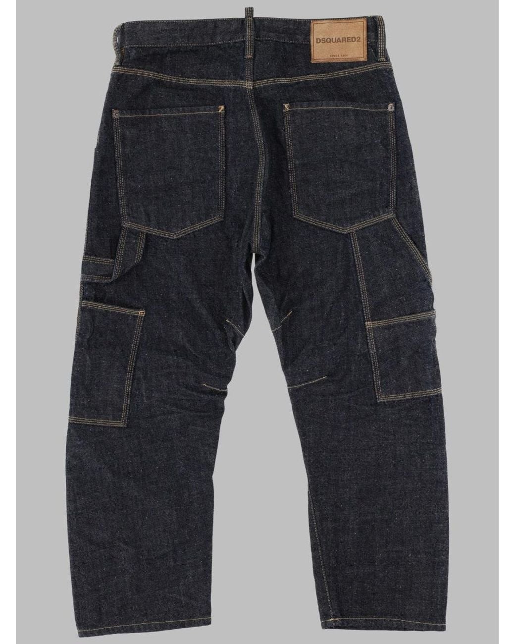 DSquared² Blue Kawaii Relaxed Fit Cropped Patch Pocket Cotton Jeans for men