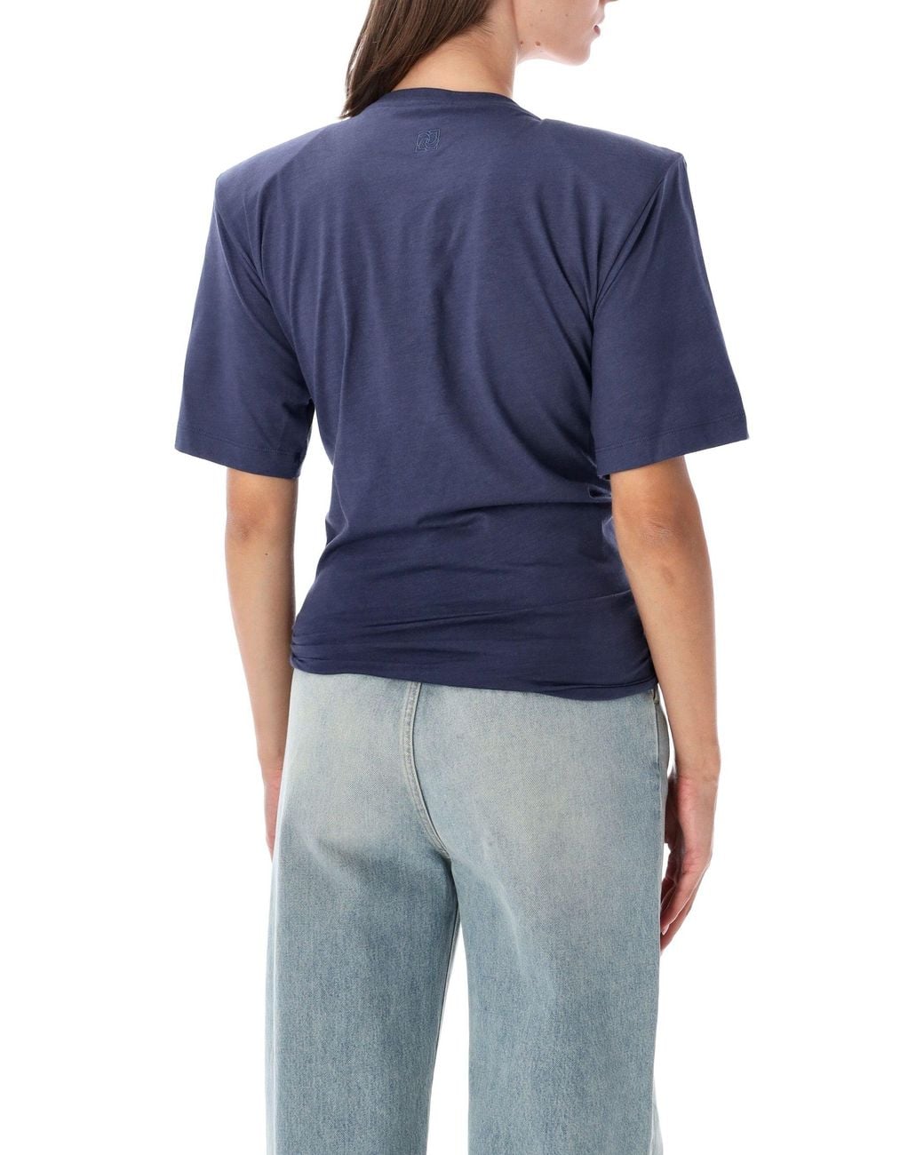 Magda Butrym Blue Knotted Front Short Sleeve T-Shirt