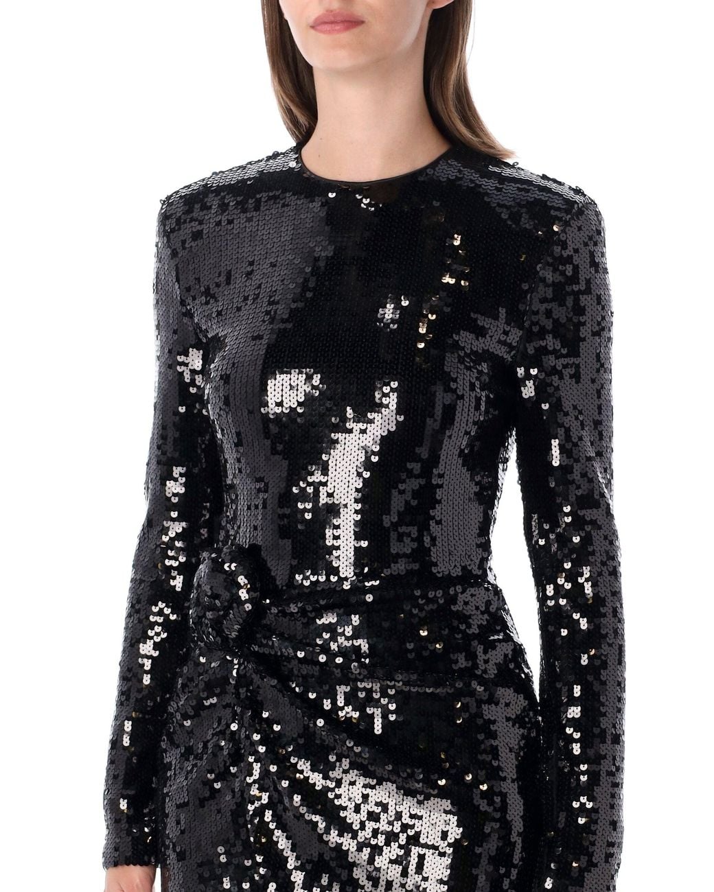 ROTATE BIRGER CHRISTENSEN Black Long Sleeve Sequin Mini Dress