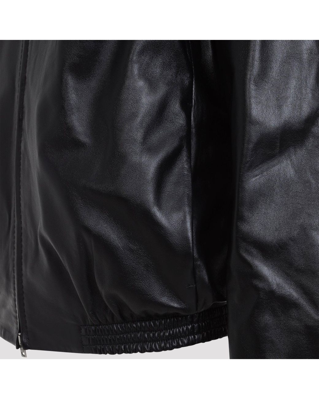 Acne Black Leather Bomber Jacket for men