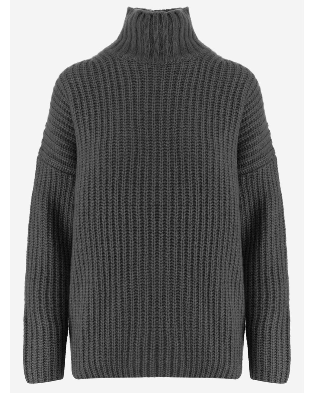 Allude Gray Cashmere And Silk Sweater