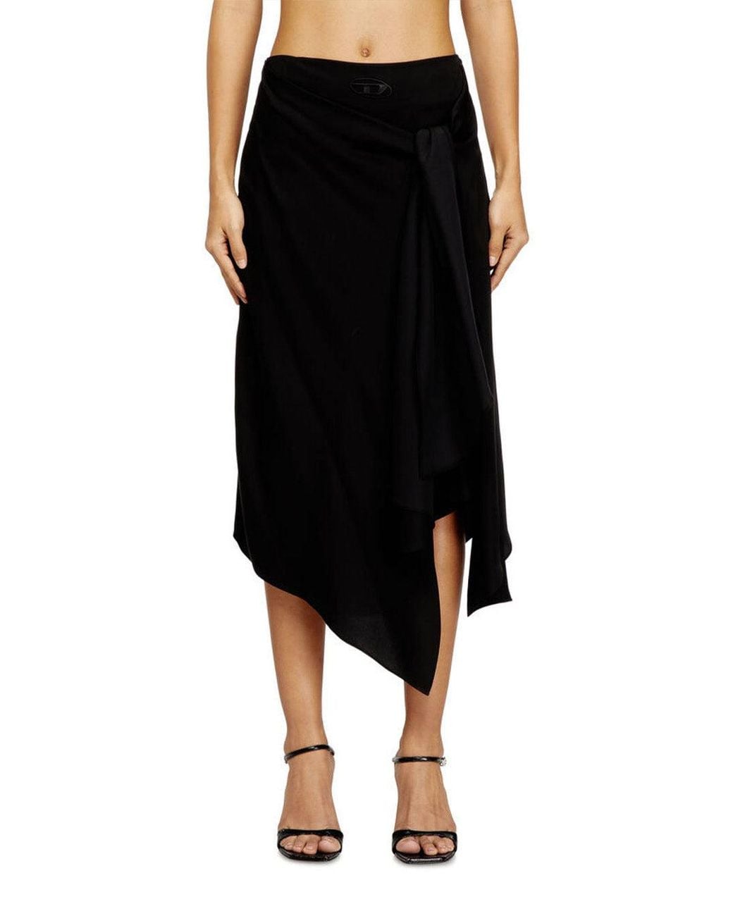 DIESEL Black Crepe Midi Skirt