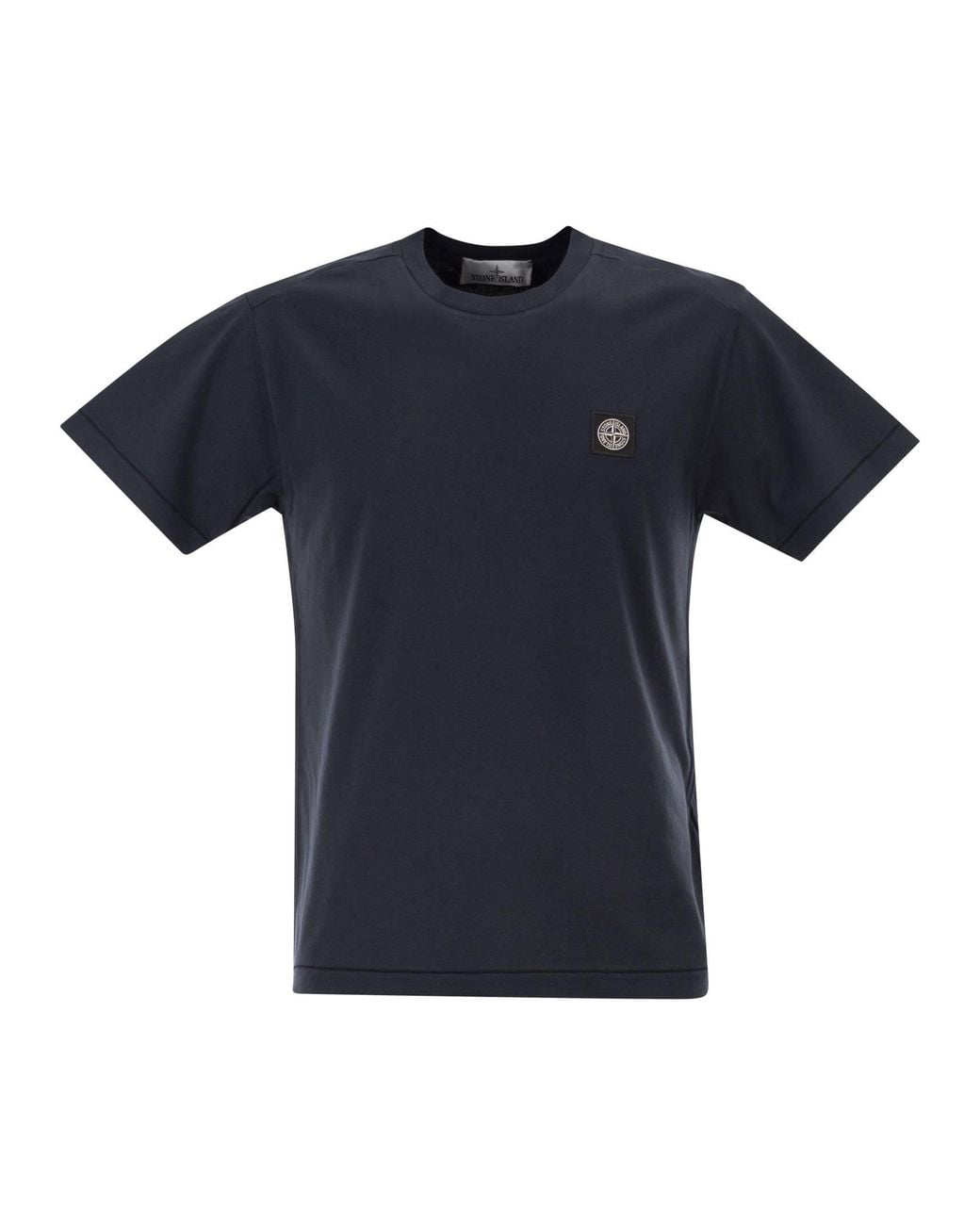 Stone Island Blue Slim Fit T-Shirt With Compass Patch for men