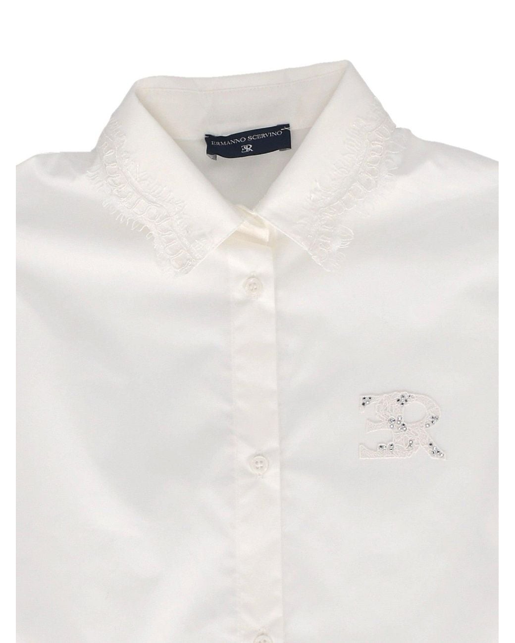 Ermanno Scervino White Camicia Logo Popeline Tou