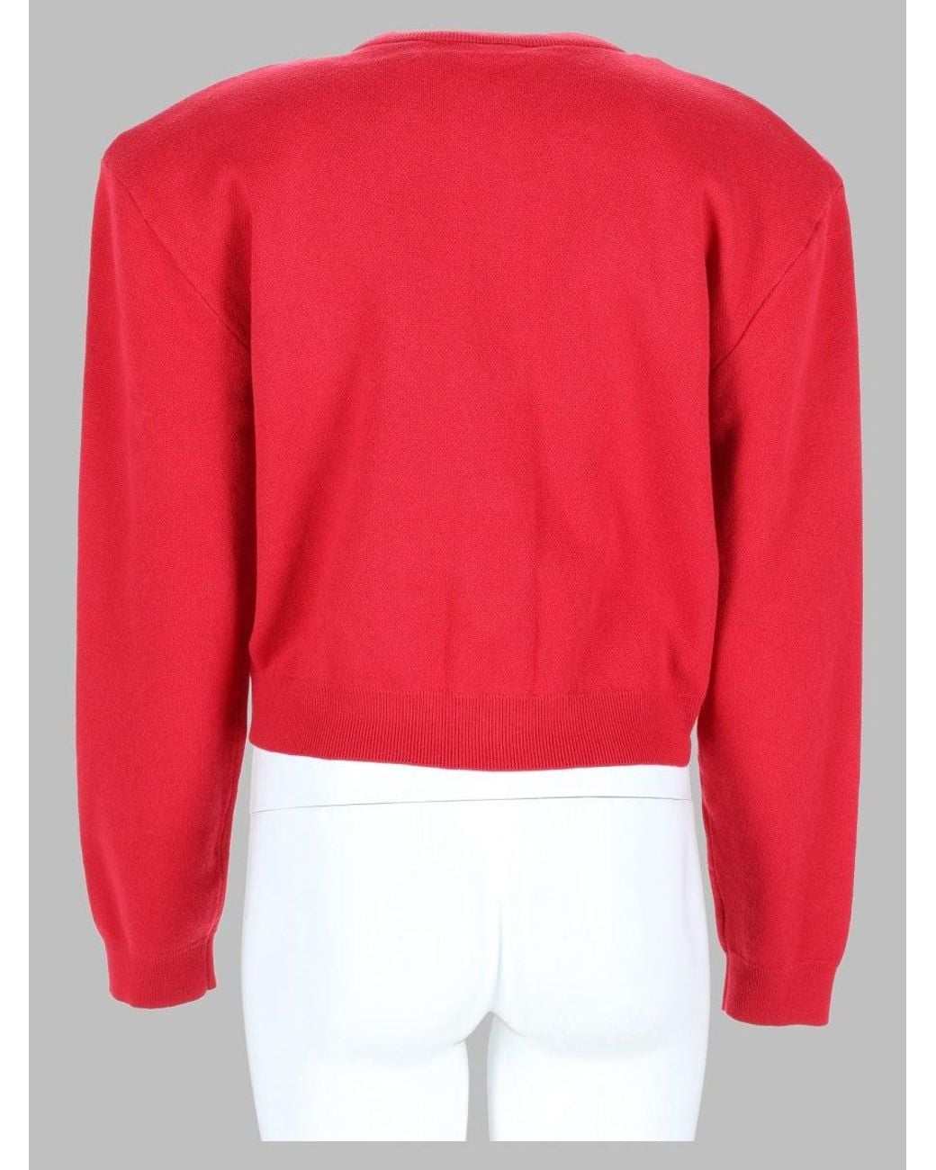 ROTATE BIRGER CHRISTENSEN Red Cropped Button-Front Knit Cardigan