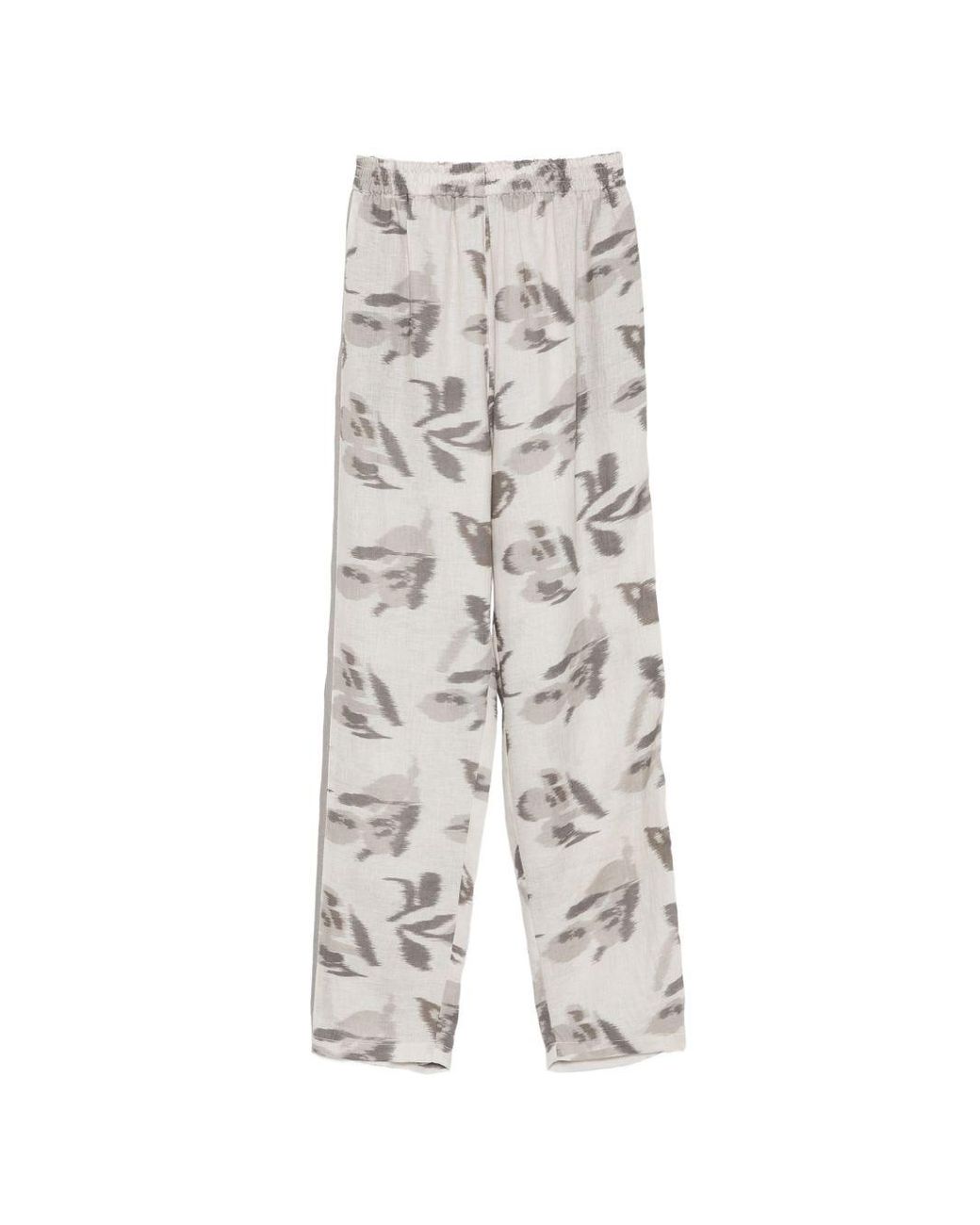Emporio Armani White Printed Linen Trousers