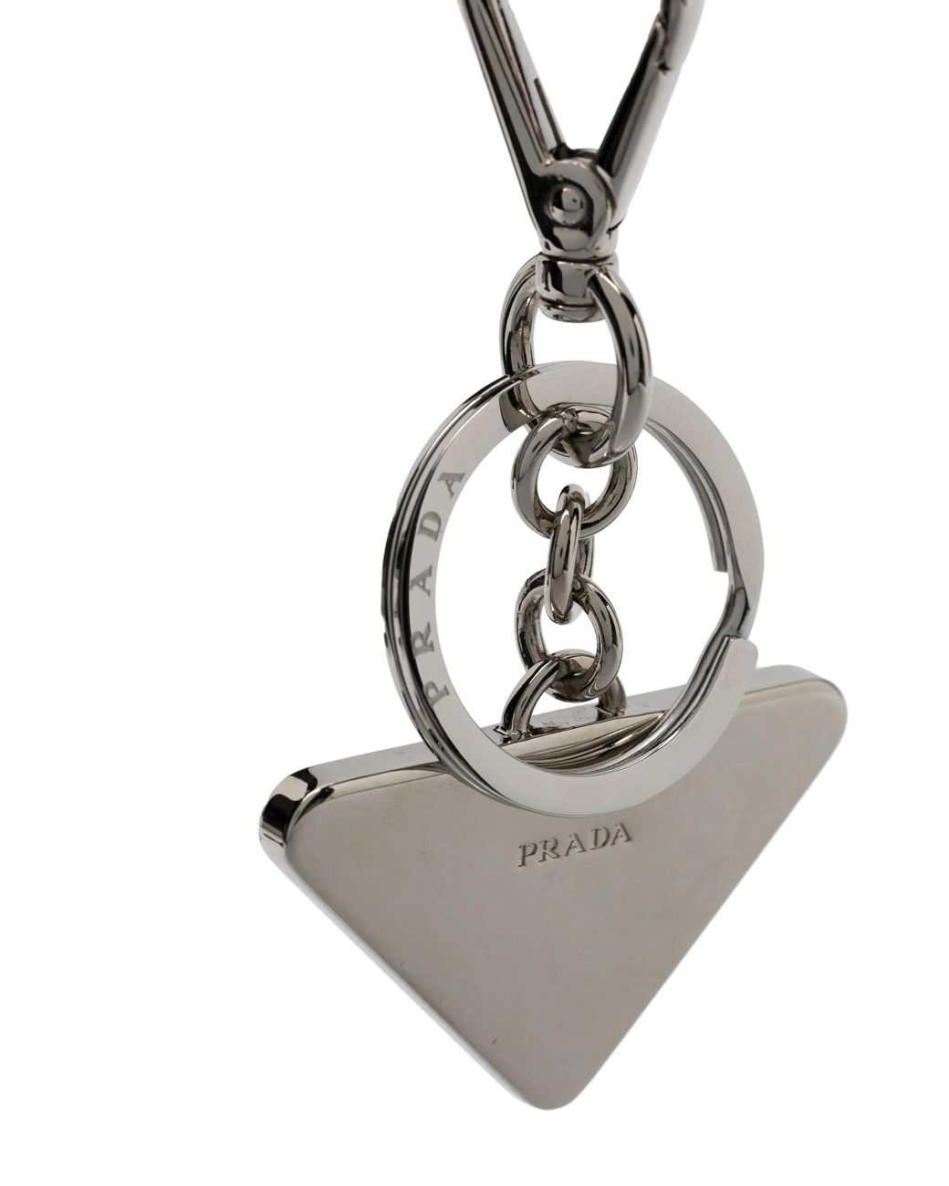Prada White Logo Keyring