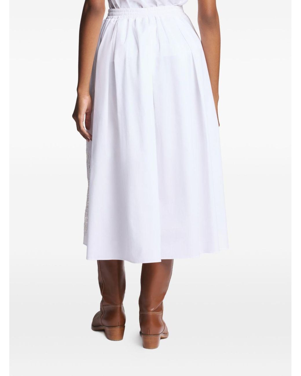 Fay White Cotton Long Skirt