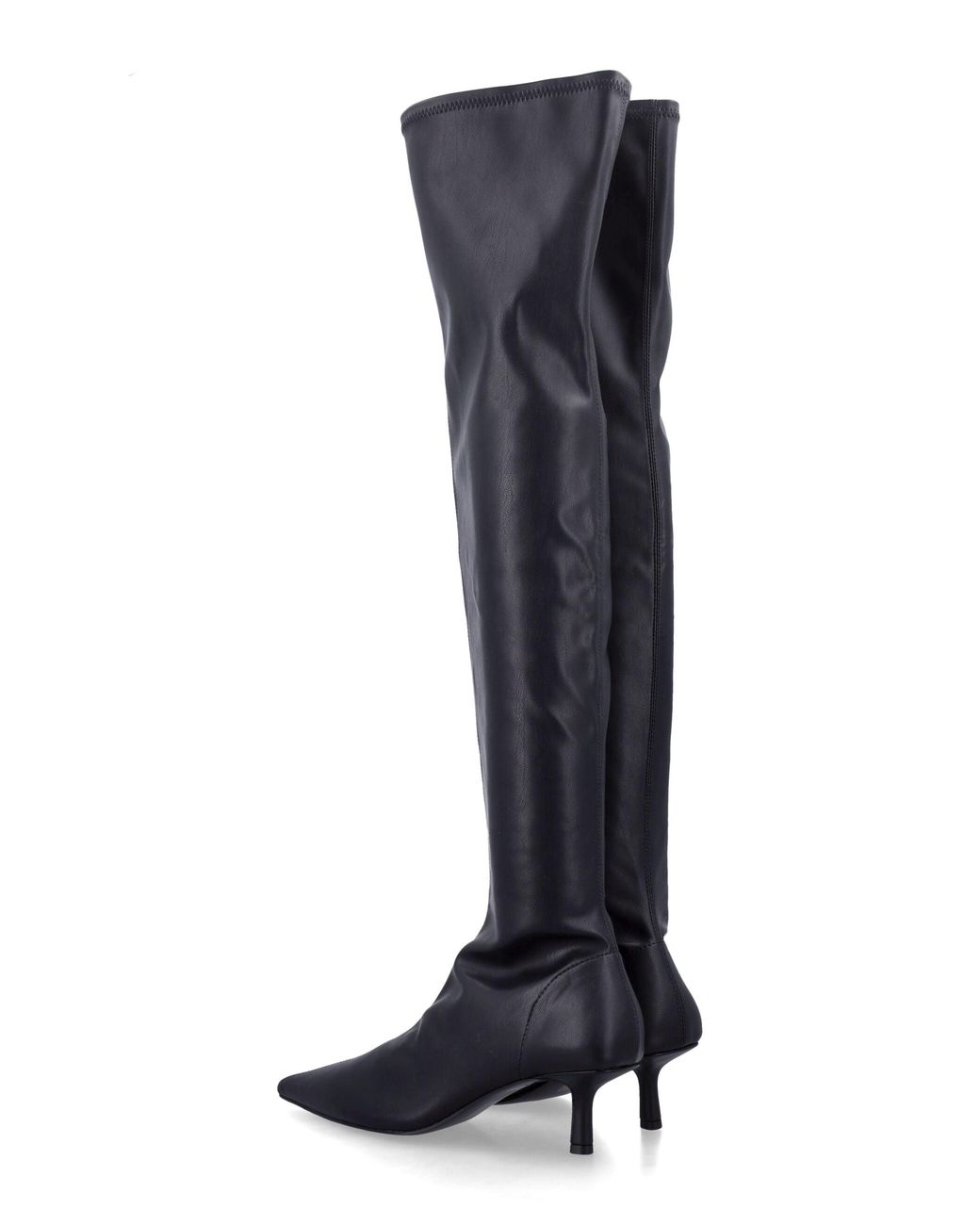 Senso Blue Sleek Stretch Vegan Leather Over-The-Knee Boots With Pointed Toe And Kitten Heel