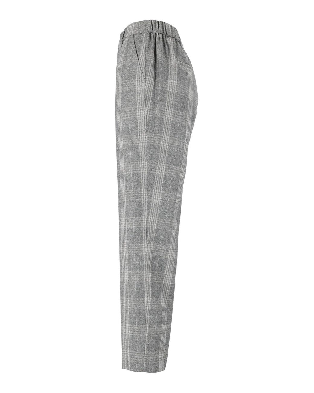 Peserico Gray Plaid Tailored Tapered Pants