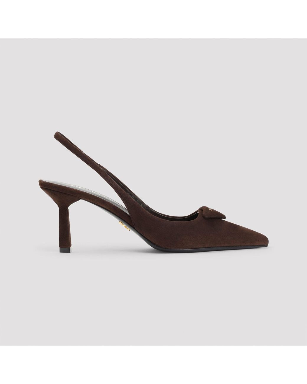 Prada Brown Leather Pumps With 8Cm Heel