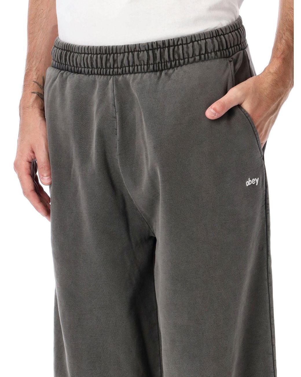 Obey Gray Wide Leg Sweatpants for men