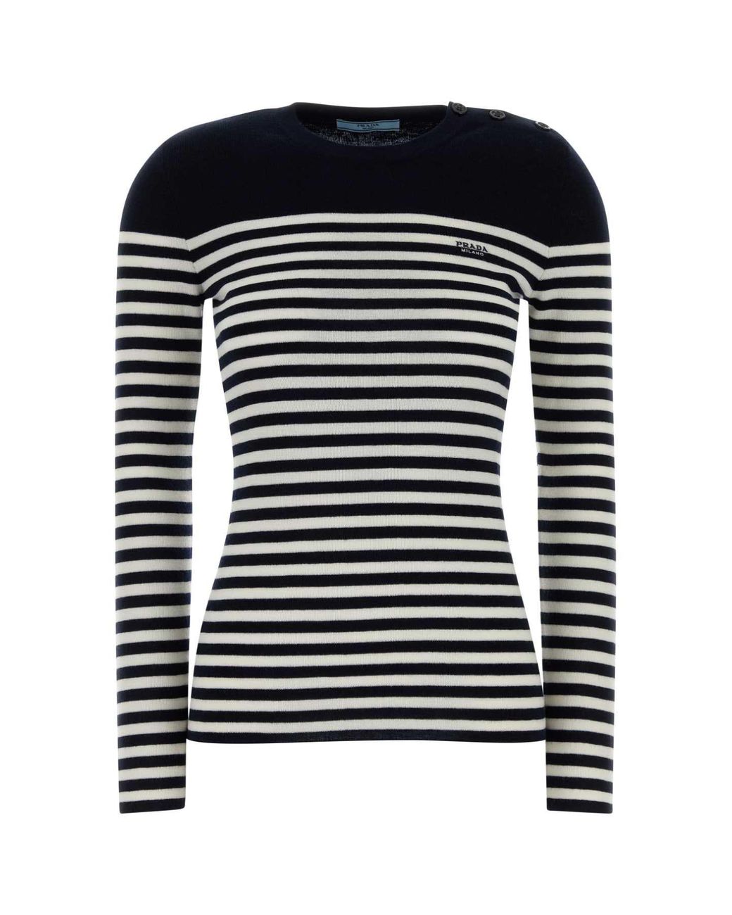 Prada Black Stripes Crew Neck Sweater
