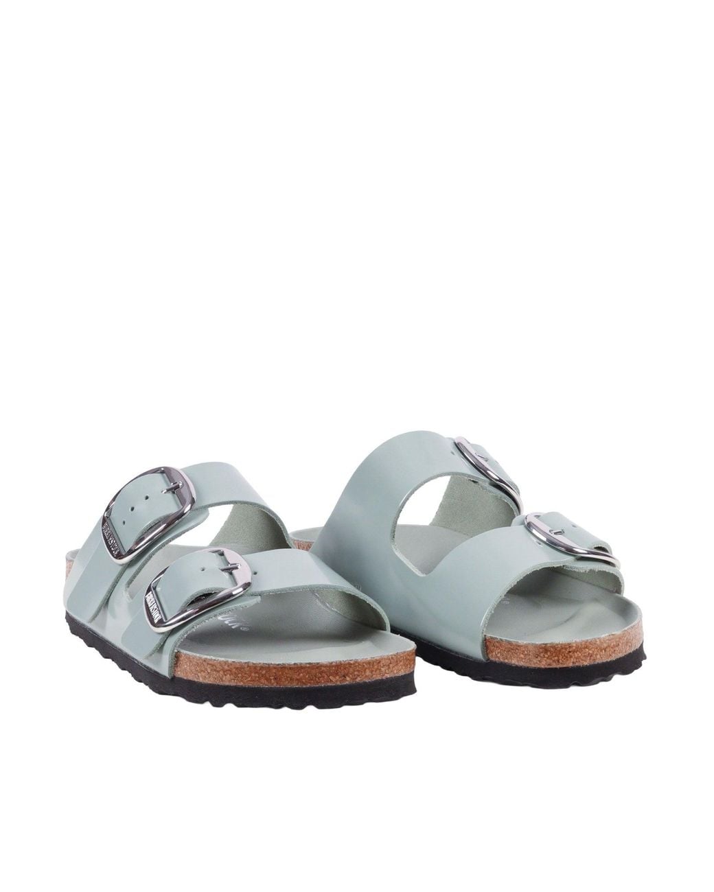 Birkenstock White Arizona Big Buckle Hex Shine Pure Sage,Natural Lea, S