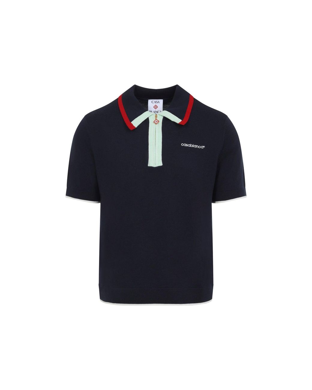 Casablanca Blue Short-Sleeve Knitted Track Polo