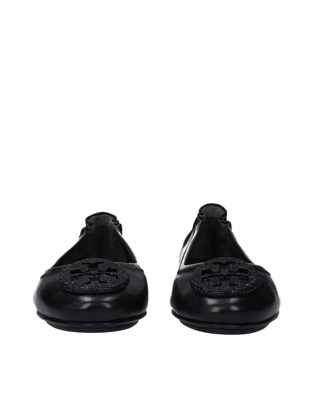 Tory Burch Black Minnie Travel Ballerina Leather