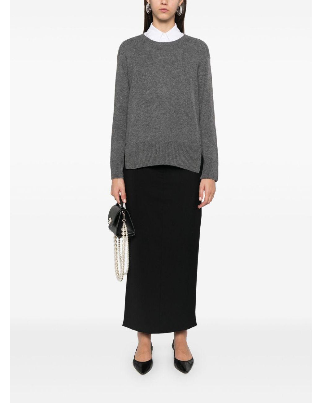 Be You Gray Cashmere Crewneck Sweater
