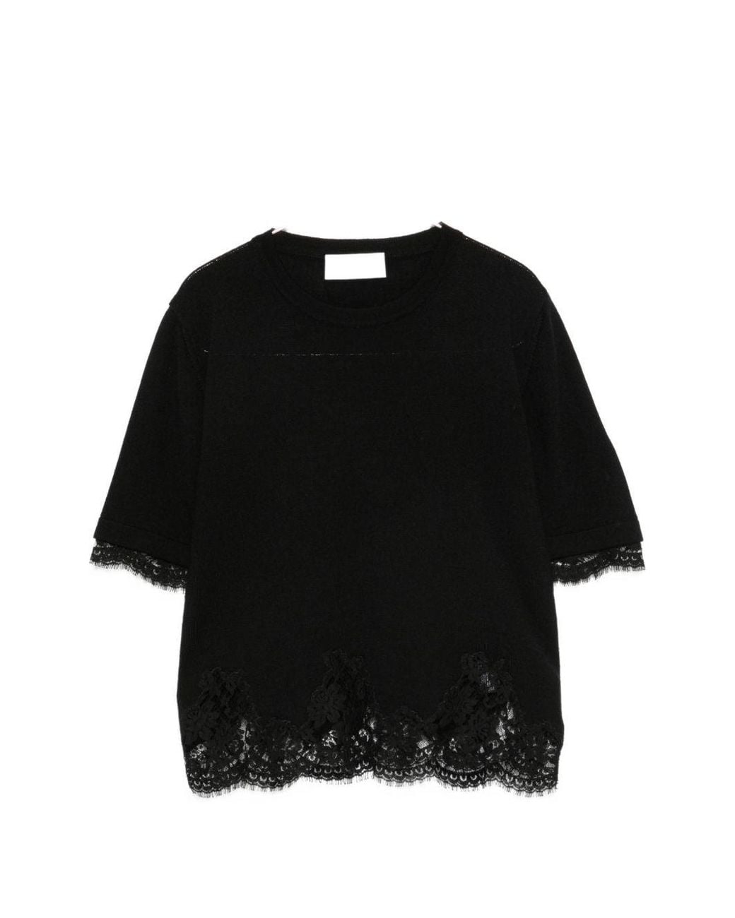 ERMANNO FIRENZE Black Lace Detail Wool Sweater
