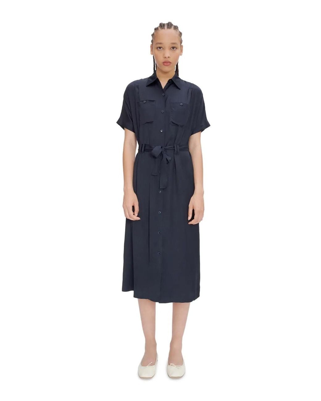 A.P.C. Blue Shirt-Dress With Removable Belt And Pockets
