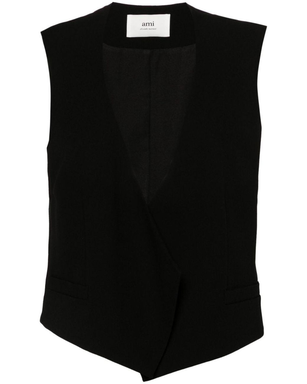 AMI Black Wool Sleeveless Jacket