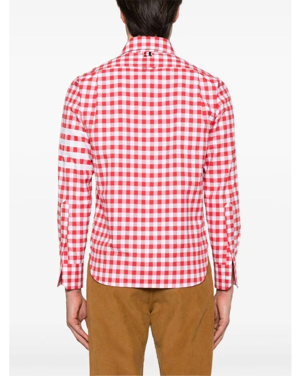 Thom Browne Red Rc Round Hem Zip Up Shirt W/ T Bar Puller for men