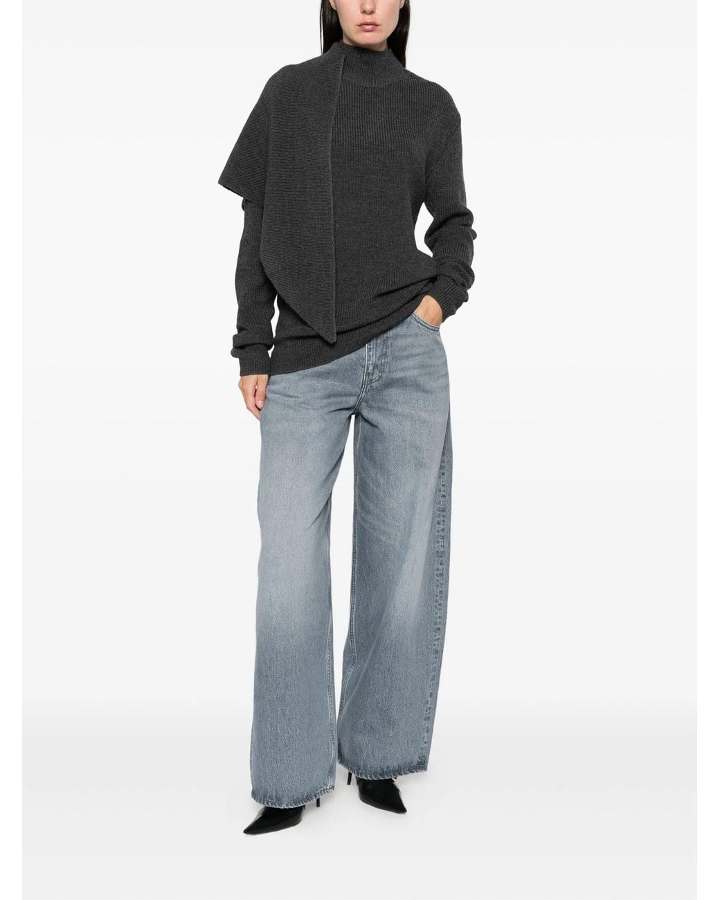 Entire studios Black Wrap Sweater Ash