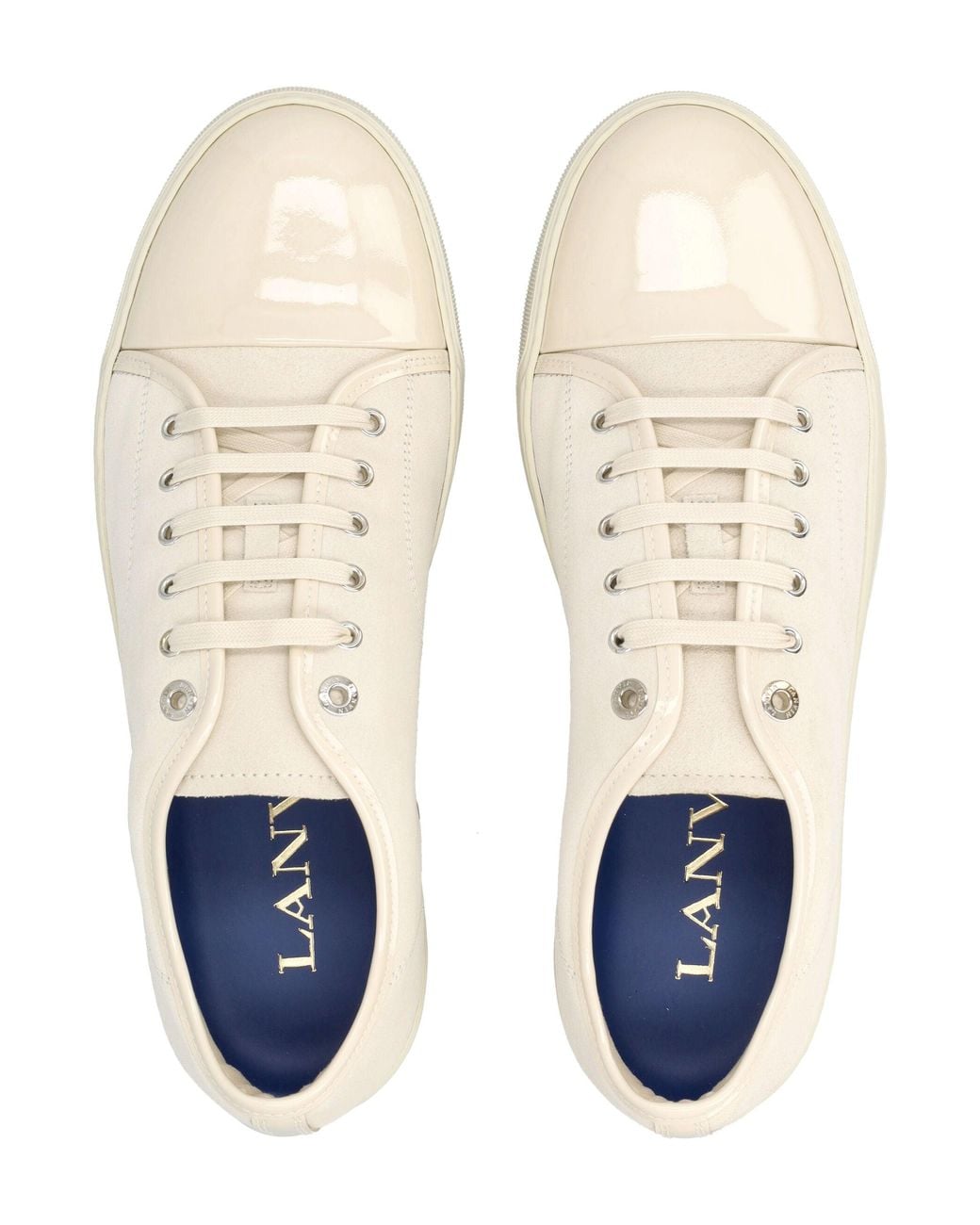 Lanvin Natural Dbb1 Low-Top Suede Sneaker With Patent Toe Cap for men