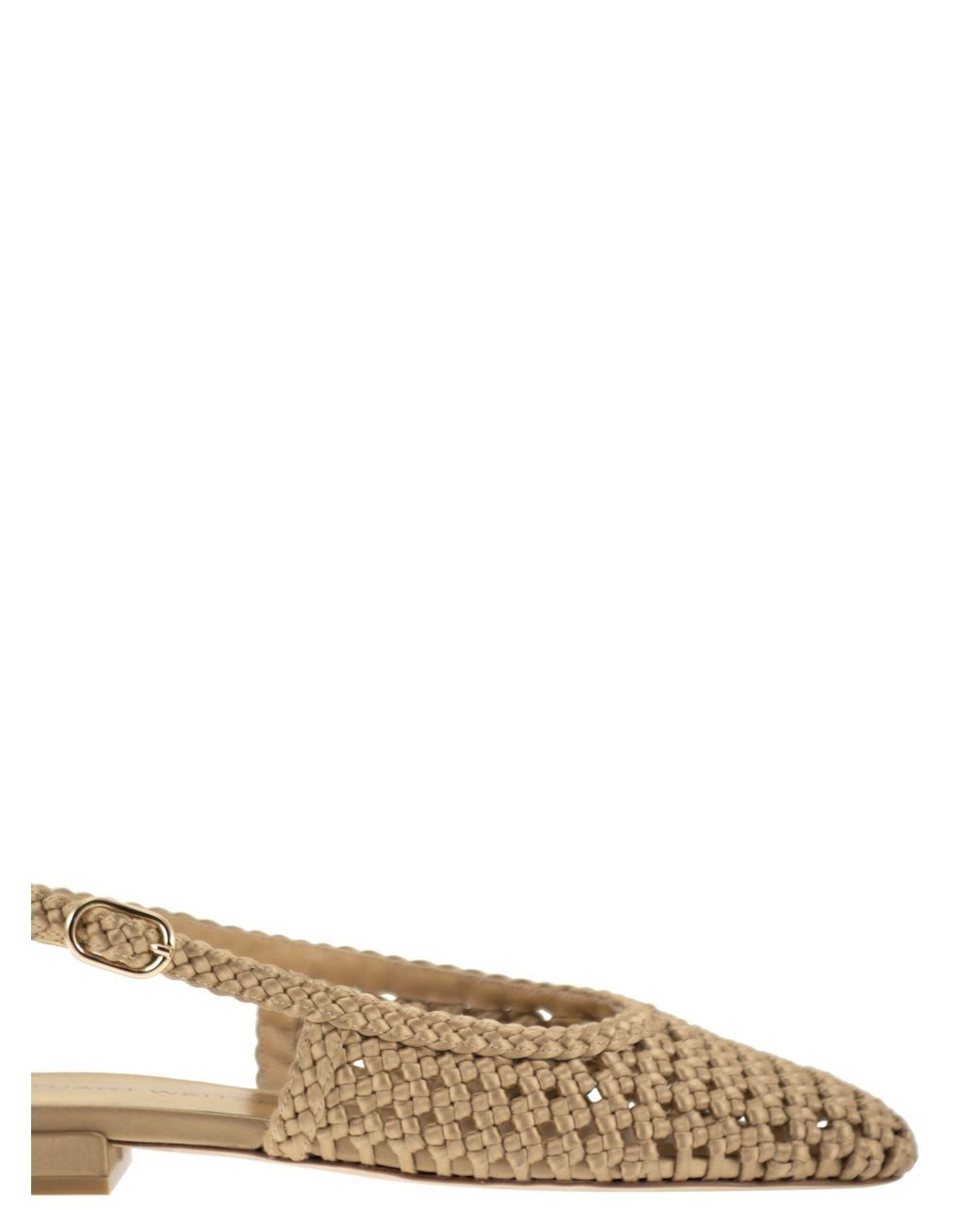 Stuart Weitzman Natural Woven Satin Slingback Flats With Pointed Toe