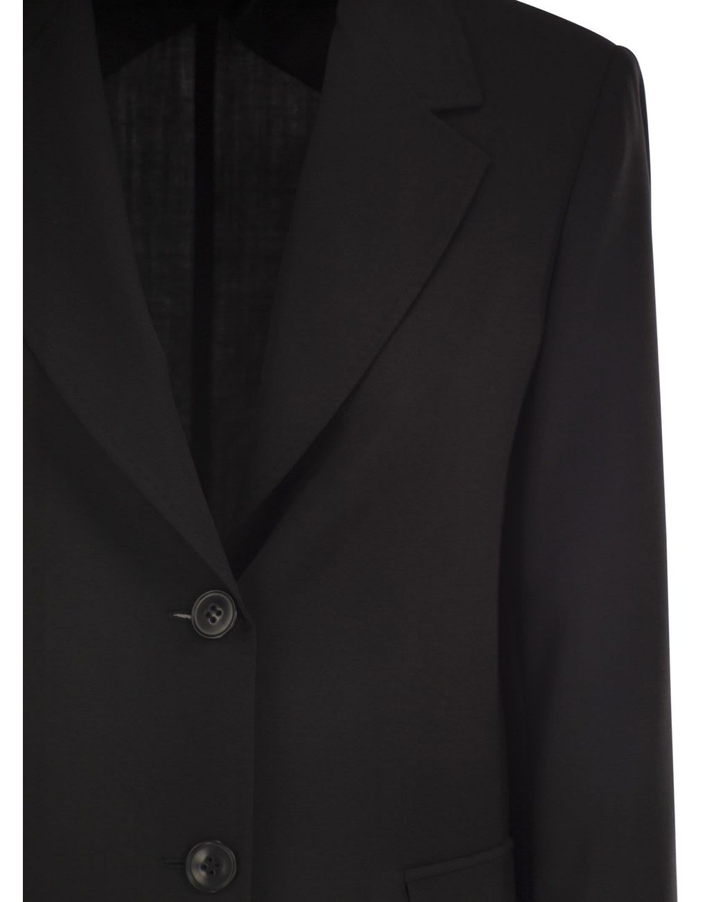 Max Mara Black Mstassenzi – Pure Virgin Wool Single Breasted Blazer