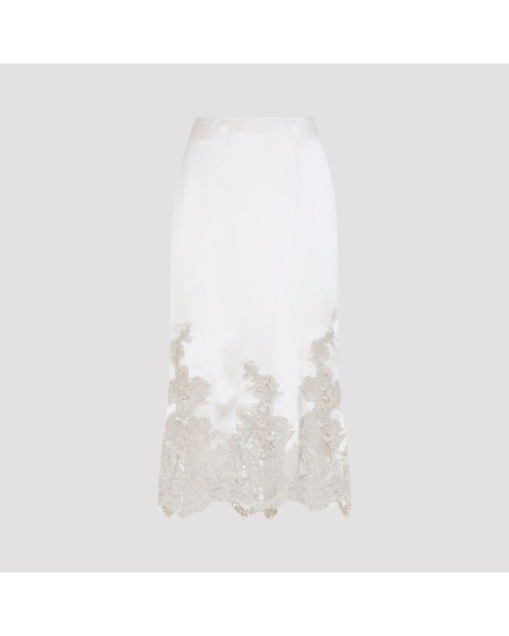 Ermanno Scervino White Nude Silk Midi Skirt