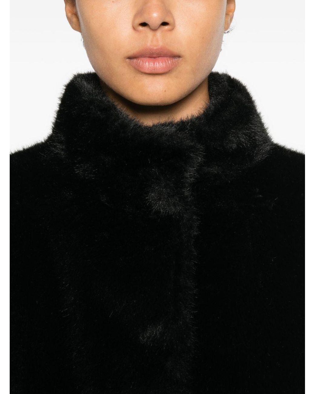 Herno Black Faux Fur Coat