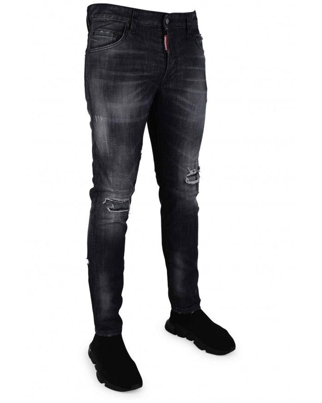 DSquared² Blue Distressed Dark Cotton Skater Jeans for men