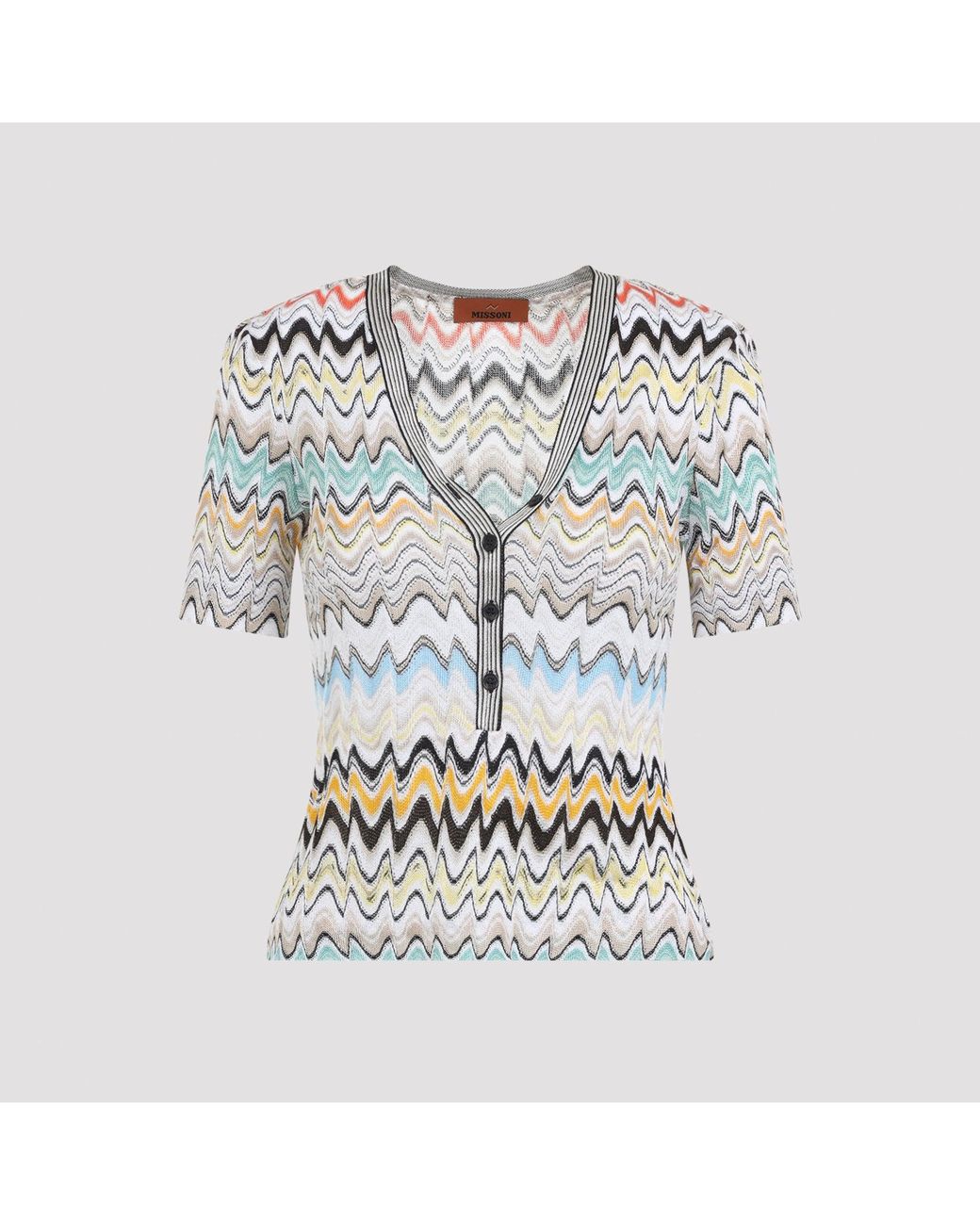 Missoni Blue Short-Sleeve Knit Top